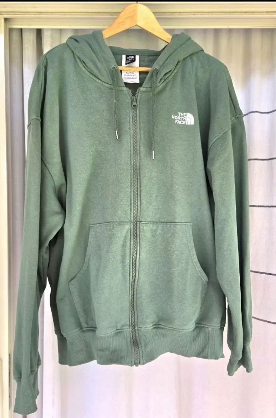 The North Face Men’s XL Sage Green Full Zip Hoodie Sweatshirt Circular Design